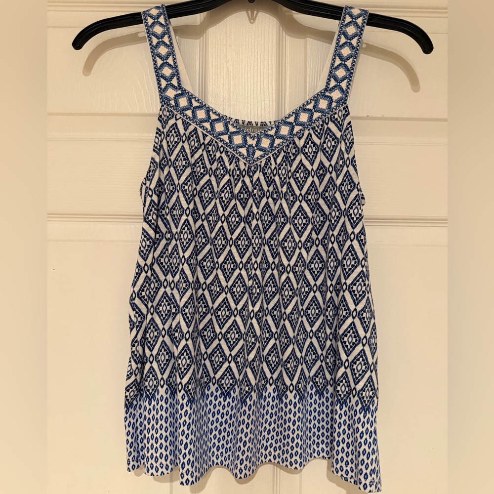 Daniel Rainn Navy and White Geometric Blouse